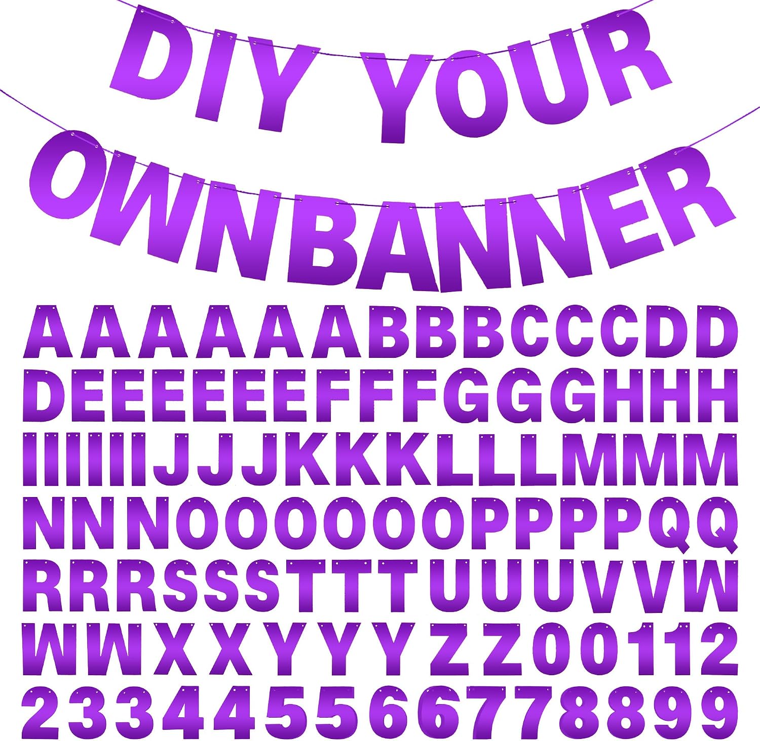 DIY Banner Kit with Letters Bright Purple Customizable Birthday Banners Graduation Banner Custom Party Hanging Banners for Graduation Wedding Party Baby Shower Decoration Bright Purple