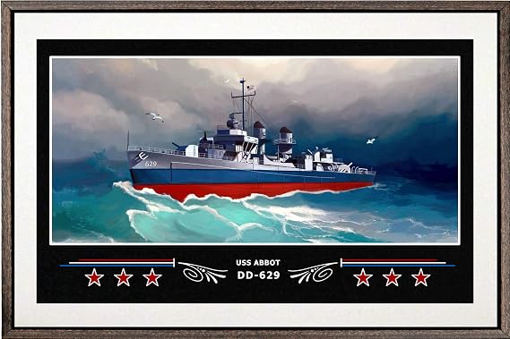 USS Abbot DD-629 Box Framed Canvas Art - White