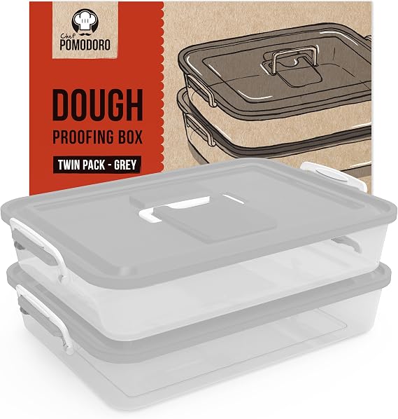 Chef Pomodoro Pizza Dough Proofing Box, 35.6 x 27.9 cm (Grey, 2-Pack)