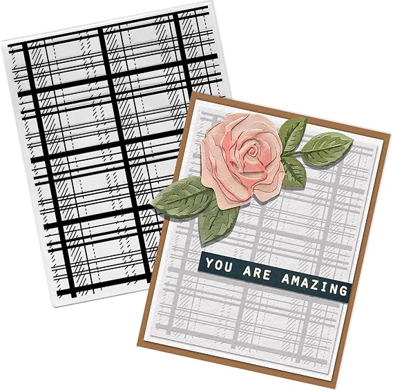 Habbiful Plaid Woven Background Embossing Folder, Plastic Textured Impressions Basic Pattern Grid Plaid Embossing Folder Template for Card Making Scrapbooking Paper Craft Album Stamps DIY Decor