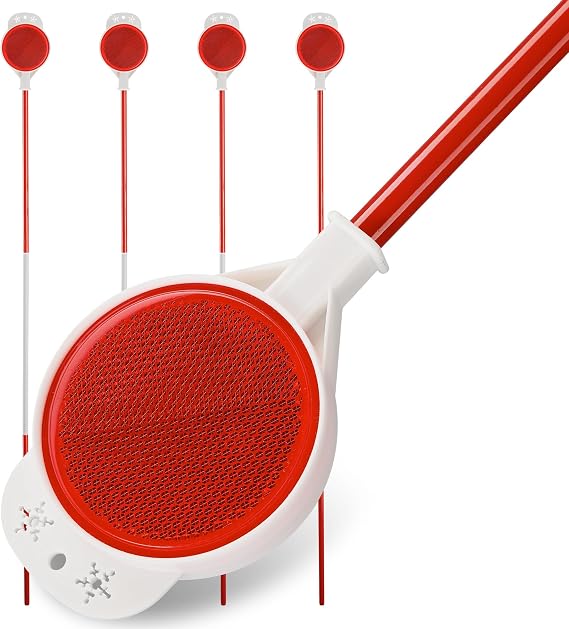 Reflective Driveway Markers, 48 High Driveway Reflectors for Driveway Entrance with Double Sided Reflex, Red and White Alternating Thickened Stainless Steel Snow Stakes with Easy Visibility 4 Pack