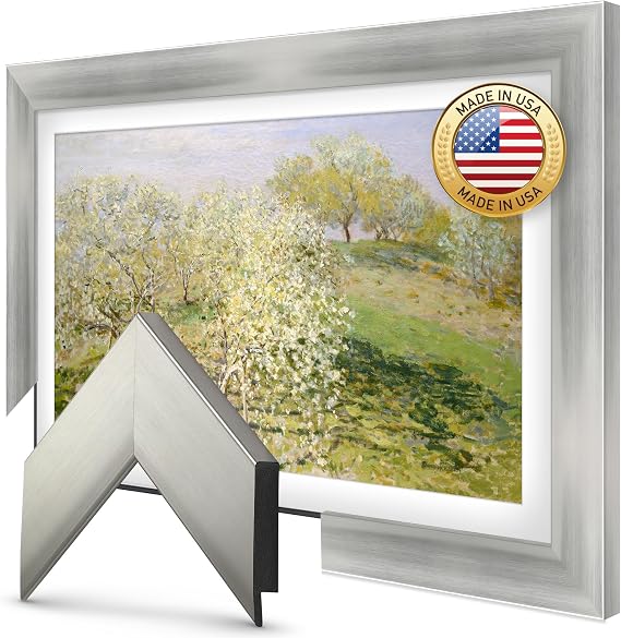 Frame My TV Deco TV Frames - Brushed Stainless Smart Frame Compatible ONLY with Samsung The Frame TV and Pro (85", Fits 2021-2025)