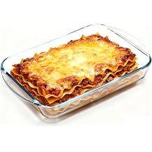 Rectangular Glass Lasagne Dish, 1.6L, Tempered Glass, Casserole Baking Dishes Oven Proof