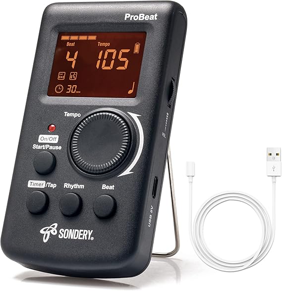 Sondery Digital Metronome Rechargeable Vocal Counting for Piano Guitar Drum