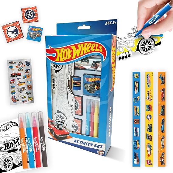 Hot Wheels Activity Set – Licensed Craft Kits For Kids with 150+ Pieces | Includes Pens, Stickers, Stampers & Colour-In Car - Arts and Crafts for Kids, Ages 3+, Creative Maker Kitz by Bladez Toyz