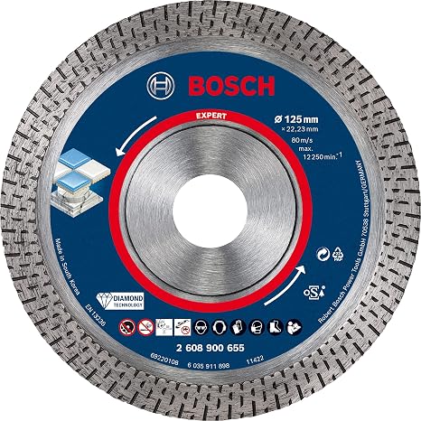 Bosch 1x EXPERT HardCeramic Elmas Kesme Diskleri (Sert fayanslar, Sert taş, Ø 125 mm, Aksesuar Küçük Avuç Taşlama Makinesi)
