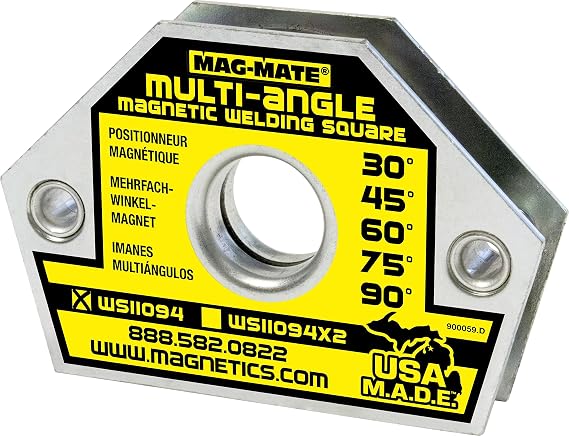 MAG-Mate WS11094 Standard Multi-Angle Magnetic Welding Square, Durable Magnets, Versatile Angles, Large Finger Hole, 55 lbs. Holding Capacity