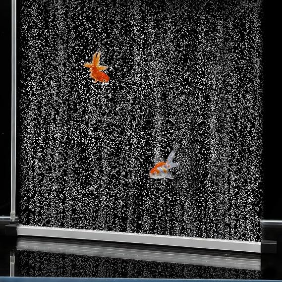 Aquarium Air Bubble Bar, 15.75 Inch Double Row Fine Mist Air Bubble Curtain Wall, Self-Sinking Fish Tank Air Diffuser Set, Enhanced Oxygen Bubble Strip for Freshwater Saltwater Hydroponics