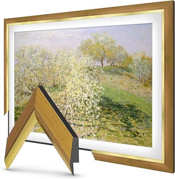Modern Gold Leaf 65" Deco TV Frame for Samsung The Frame/Pro TVs
