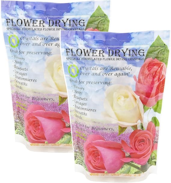 Dry-Packs Silica Gel Flower Drying Crystals - Silica Gel for Drying Flowers & Flower Preservation, White & Orange Silica Crystals, Silica Gel for Preserving Wedding Flowers 1.5 Pounds, Pack of 2