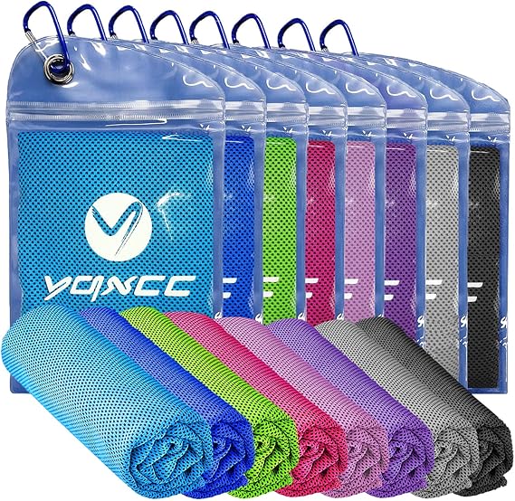 YQXCC 8 Pack Cooling Towels (47"x12"), Ice Cool Towels for Neck & Face