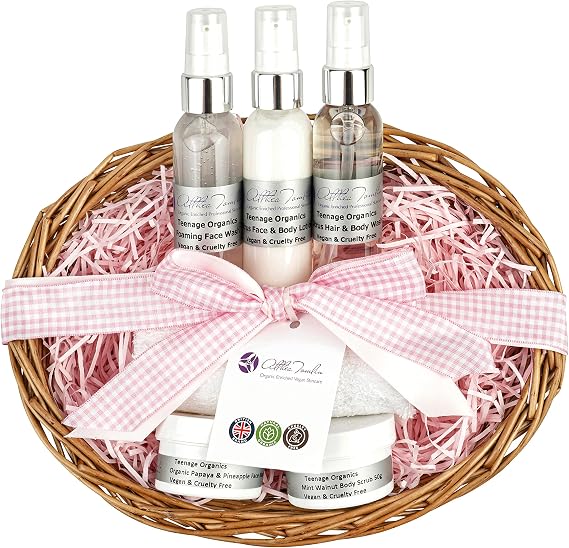 Organic Teen Girls Skincare Gift Set, Face Wash & Spa Essentials for Acne-Prone Skin