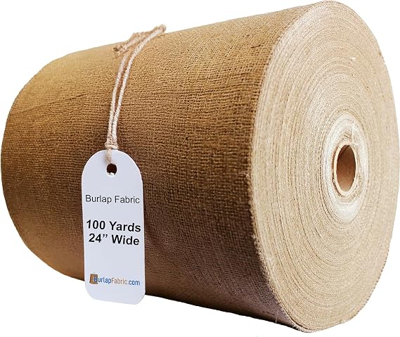 Burlap Jute Fabric by The Yard Natural Burlap Roll, 24 Inch Wide x 100 Yards, 10 Ounce Eco-Friendly Material for Rustic Decor, Gardening, Table Runners, Crafts, and Weddings - Made in USA