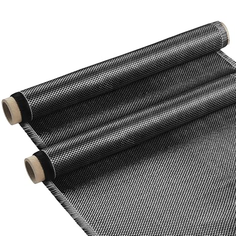 Treela 2 Pcs 4.17ft x 12" Carbon Fiber Cloth Roll, 2 x 2 Plain Weave-3k/220g Fabric for Structural Reinforcement on Concrete Walls, Basements, Boats