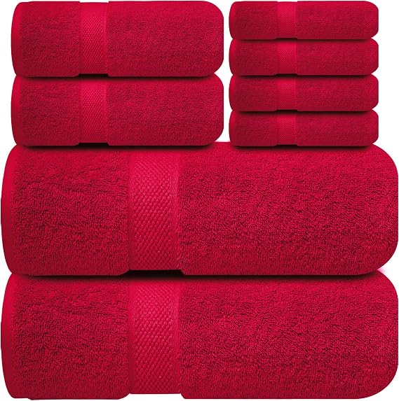 Infinitee Xclusives 100% Cotton Bath Towel Set 8 Piece Bathroom Towel Set