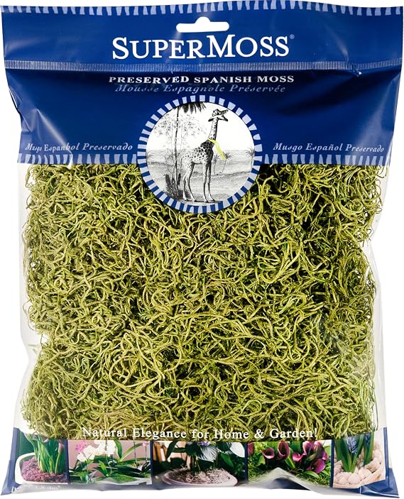 SuperMoss (26958) Preserved Spanish Moss Decorative Moss for Crafts, Potted Plants, Fairy Gardens, Vase Filler, Floral Arrangements & Indoor/Outdoor Garden Projects, 120 cu in, Chartreuse