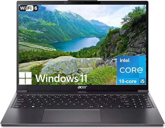 acer Aspire Go 15 Laptop, 15.3" WUXGA(1920 x 1200) IPS Display, 10-core Intel Core i5-1334U Processor, 16GB DDR5, 512GB SSD, Wi-Fi 6, Bluetooth, USB-C, HDMI, Webcam, Windows 11 Home, Gray