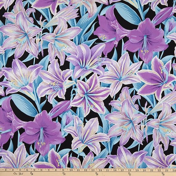 Kaffe Fassett Collective February 2022 Amaryllis Lavender, Fabric by The Yard
