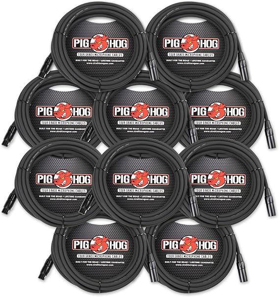 Strukture Pig Hog PHM20 10 pack 8mm Microphone XLR Mic Cable - 20ft