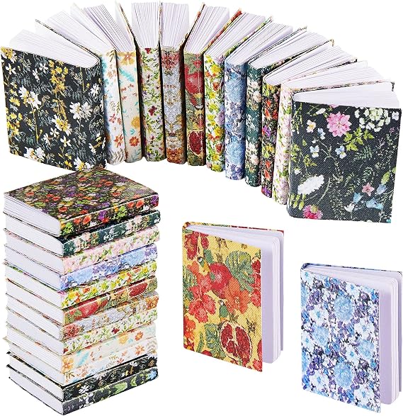 Skylety 24 Pieces 1:12 Scale Miniatures Dollhouse Books, Floral Style
