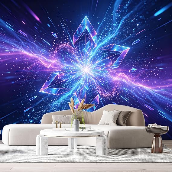 Custom Size Wall Murals Abstract Geometric Crystal Burst Light Energy 3D SelfAdhesive Wall Fabric Removable Large Wallpaper for Photo Living Room