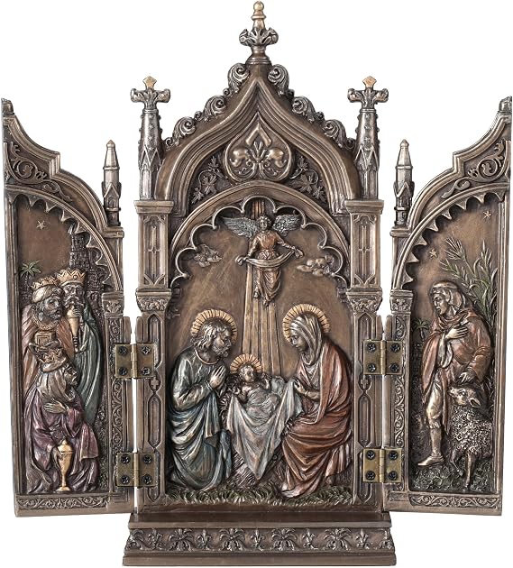 UNICORN STUDIO Nativity in Cathedral Triptych Statue Sculpture