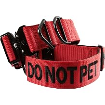 Tacticollar - DO NOT PET, 2 inch Nylon Collar for Medium and Large Dogs, Neoprene Padded Inside, Communicate Your Dogs Needs to Prevent Accidents (Red/Black, Medium 2" Wide)