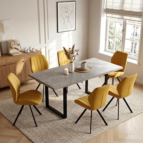 JIEXI Dining Table with 4-8 Chairs Set Extendable Dining Room Table Dining Room Set with 4-8 Chairs MDF Panels Wooden Table Suitable for Living Room Kitchen