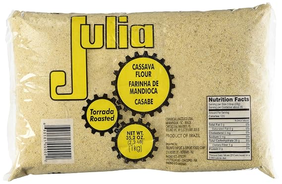 Julia - Seasoned Cassava Flour - 35,2 oz (1kg) [PACK Of 1] | Farinha de Mandioca Casabe | Torrada / Roasted