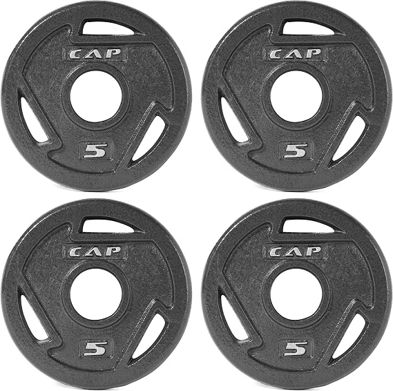 CAP Olympic 2-Inch Weight Plates, Cast Iron & Rubber Coated