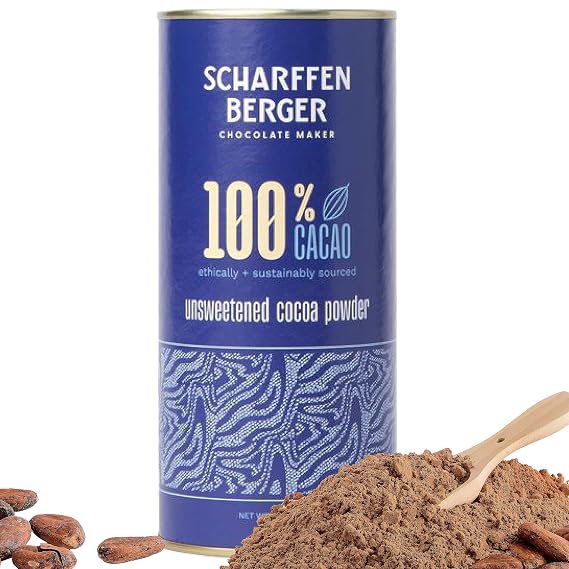 Scharffen Berger 100% Cacao Unsweetened Dark Chocolate Cocoa Powder (6 Ounce, Pack of 1) - Gluten Free, Non GMO, Natural Chocolate Powder