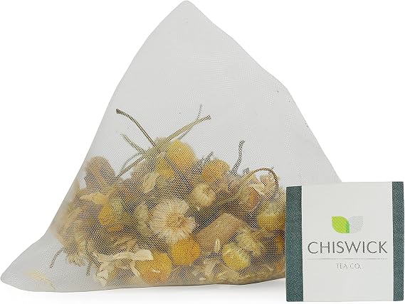 Organic Chamomile Flowers (Camomile) Premium Loose Leaf Herbal Tea - Chiswick Tea Co - 15 Teabags Box