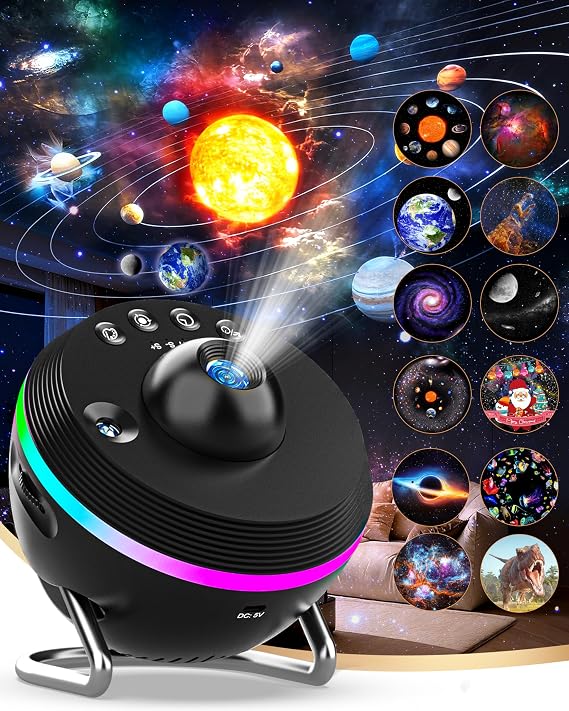 Galaxy Projector for Bedroom 5TH Gen, 13 in 1 HD Planetarium Star Projector with Solar System, Constellation & Meteor, 360 Rotating, Timer, Adjustable Knob, Night Light for Ceiling Kids Adults