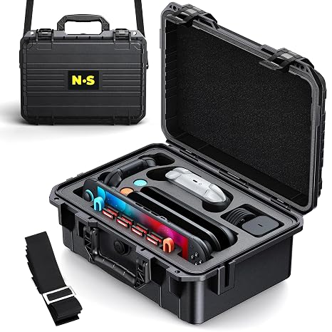Switch 2 Super Hard Carrying Case,WAXITY Travel Bag for Nintendo Switch 2/1 | Professional Deluxe IP67 Waterproof Case, All in one Large Capacity Storage for Pro Controller,Dock,Grip, Console Accessories