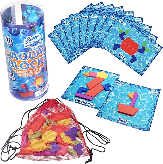 Aqua Blocks Pool Diving Game- Set Includes 40 Multi-Shape Sinking Toys