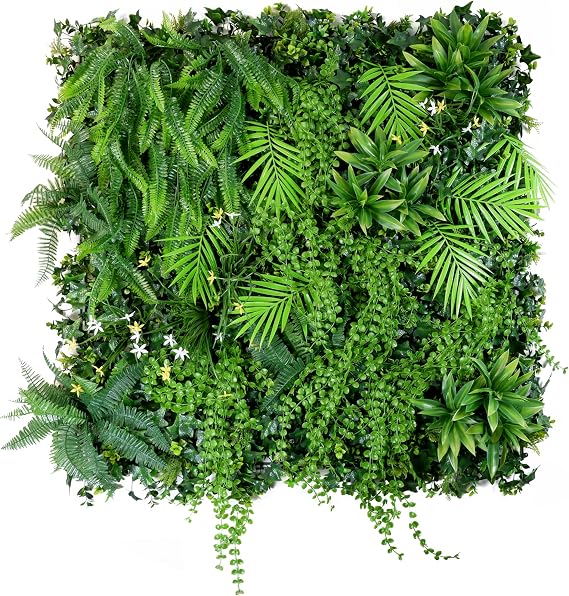 Artificial Green Wall Panels 40x40 Inch, Realistic Faux Plant Hedge for Indoor and Outdoor Decor, Weatherproof Greenery, Easy Zip Tie Installation - Whispering Willow, 1 Pack