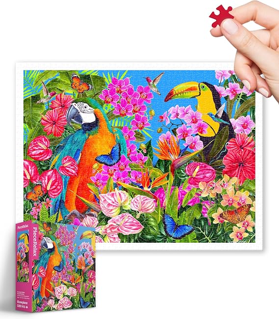 PieceRelax Plastic Jigsaw Puzzles for Adults 1200 Pieces - Veronique Oodian - Tropical Paradise Most Satisfying Table Games and Gifts No Puzzle Mat Required [H3569]