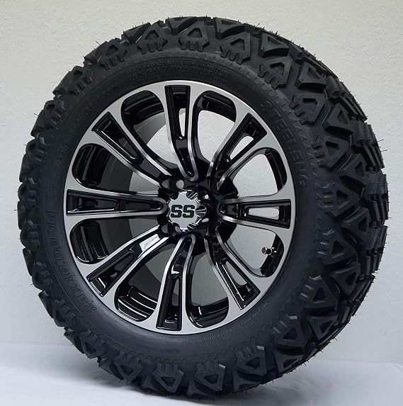 14" VECTOR MACHINED ALUMINUM WHEELS AND 23x10-14 DOT ALL TERRAIN TIRES COMBO - SET OF 4