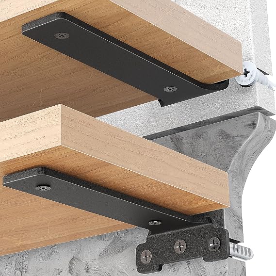 Yeabett Shelf Brackets, 2 Pack Right Angle Floating Shelf Brackets 10cm