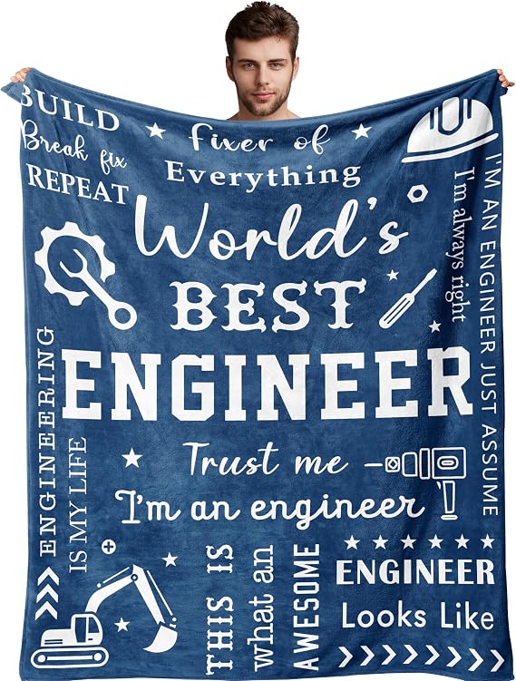 Engineer Gifts for Men, Mechanical Engineering Gifts, Civil/Aerospace/Electrical Engineer Gifts, Engineers Flannel Throw Blanket 60x50