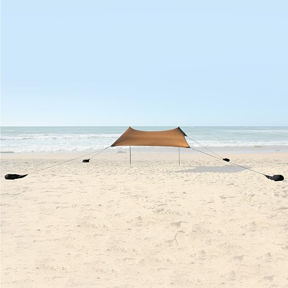 Green Elephant Beach Tent - Pop Up Beach Shade with UPF 50+ UV Protection, Easy Setup Beach Sun Shelter for Camping, Fishing, Backyard & Picnic, Gold Brown
