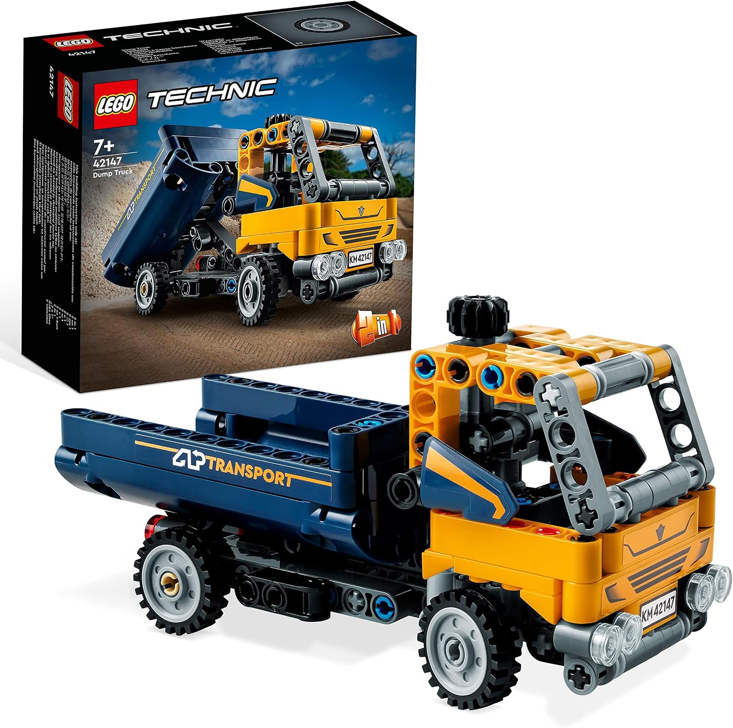 LEGO 42147 Technic Dump Truck Toy 2in1 Set, Construction Vehicle Model to Excavator Digger, Engineering Toys, Gift for Boys and Girls Aged 7 Plus