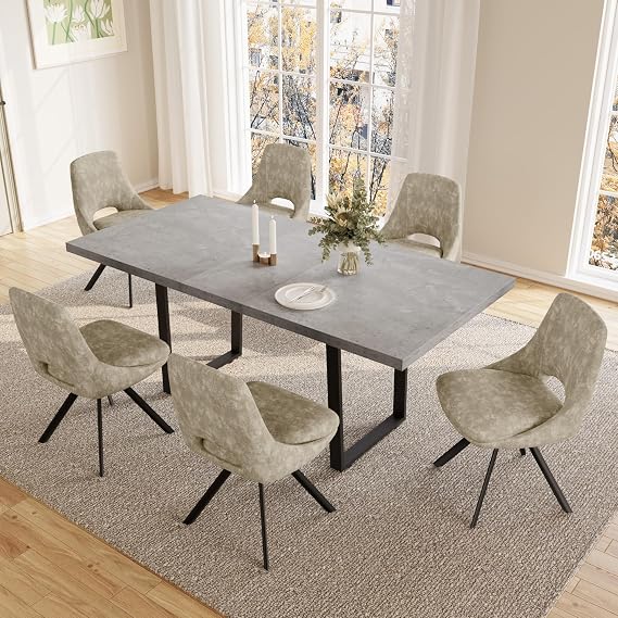 JIEXI Dining Table with 4-8 Chairs Set Extendable Dining Room Table Dining Room Set with 4-8 Chairs MDF Panels Wooden Table Suitable for Living Room Kitchen
