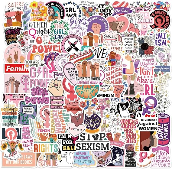 100Pcs Inspirational Feminist Stickers Pack,Girl Power Rights Feminism Colorful Vinyl Sticker,Laptop Water Bottle Phone Skateboard Stickers Decals for Women Ladies Girls