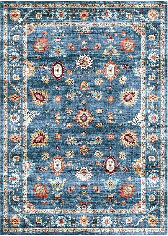 Gertmenian Indoor Easy-Care & Washable Area Rug 3x5 Small, Ideal for High Traffic Areas in Living Room, Bedroom, Entryway Casper Blue, 23223