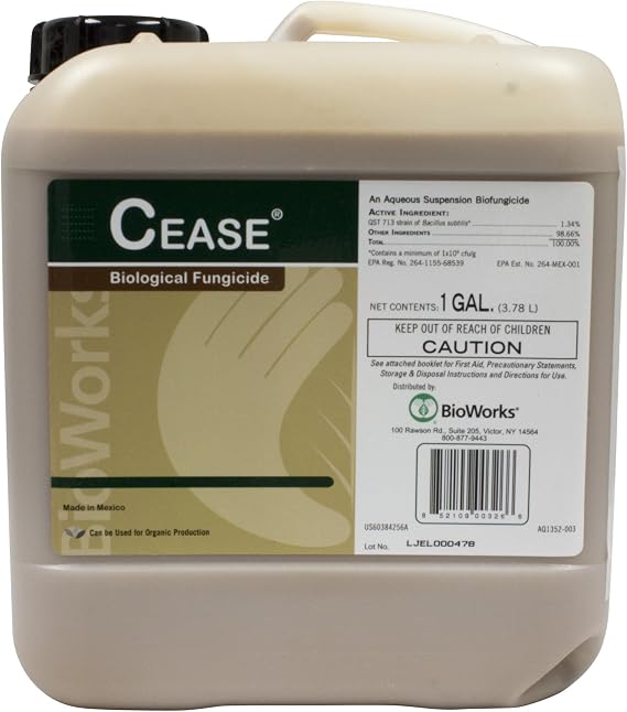 Cease Foliar Disease Control/Microbial Fungicide and Bactericide, OMRI Listed, NOP-Approved - 1 Gallon