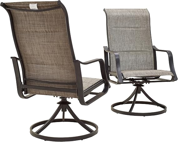 LOKATSE HOME Outdoor Patio Swivel Rocking Chair Set Sling(Set of 2), 2, Gray