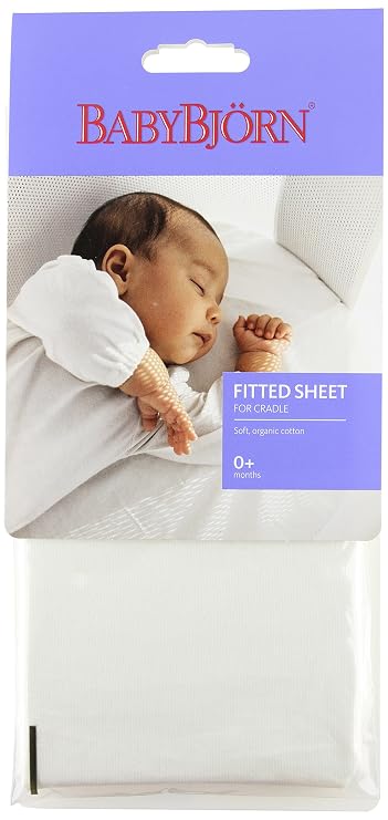 BabyBjorn Fitted Sheet for Cradle, White, Organic