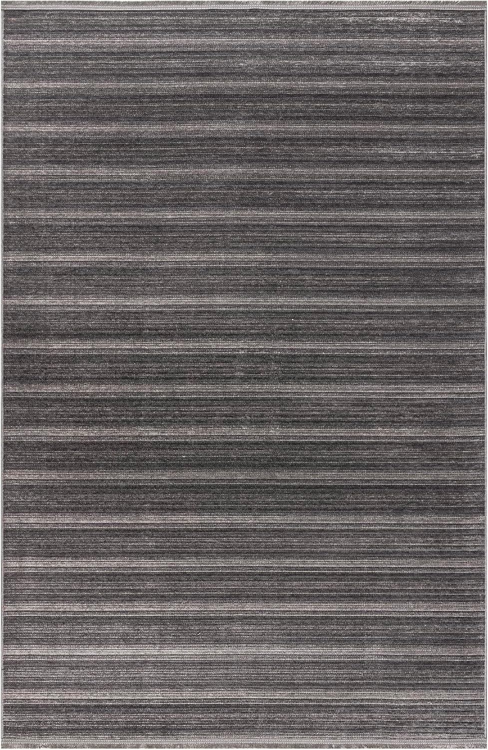 Stripe Antrasit Kilim Kaymaz Taban Salon Oturma Odası Antre Halısı 33010a, 60 x 100