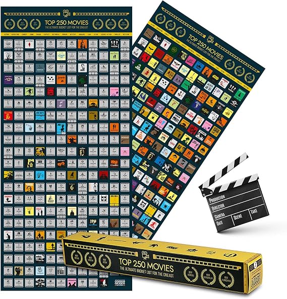Top 250 Movie Bucket List Scratch Poster XXL 40x18 inches - scratch movies guide list movie poster as a movie poster to scratch - gift & merchandise for movie fans 40x18 inches